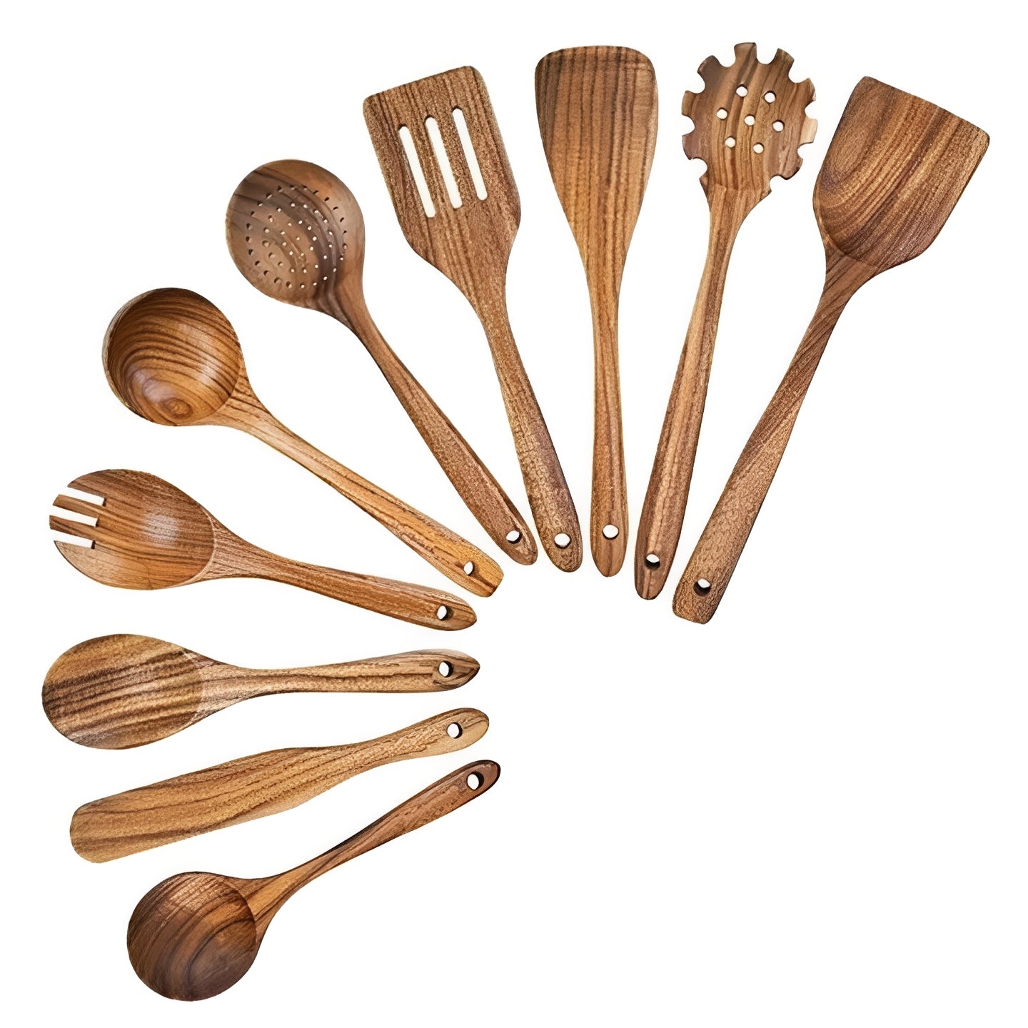 Ergonomic Teak Utensil Collection for Effortless Cooking