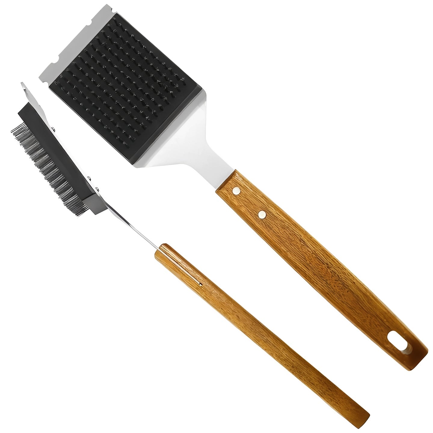 Ergonomic Grill Cleaning Brush Set with Scraping Tool - 2 Pack