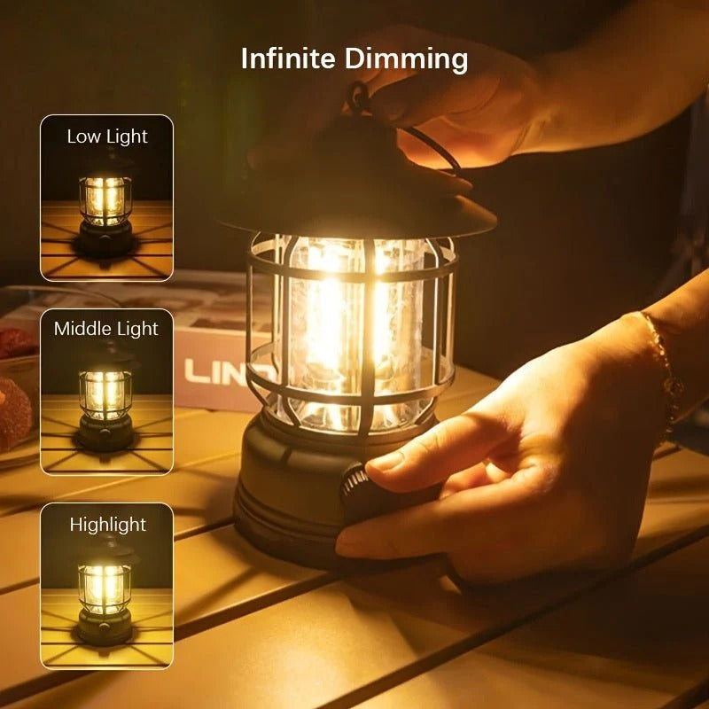 Compact Rechargeable Lantern with Dimmable LED Light for Outdoor Use