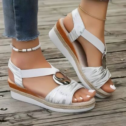 Women’s Comfort Wedge Sandals with Arch Support and Easy Slip-On Style