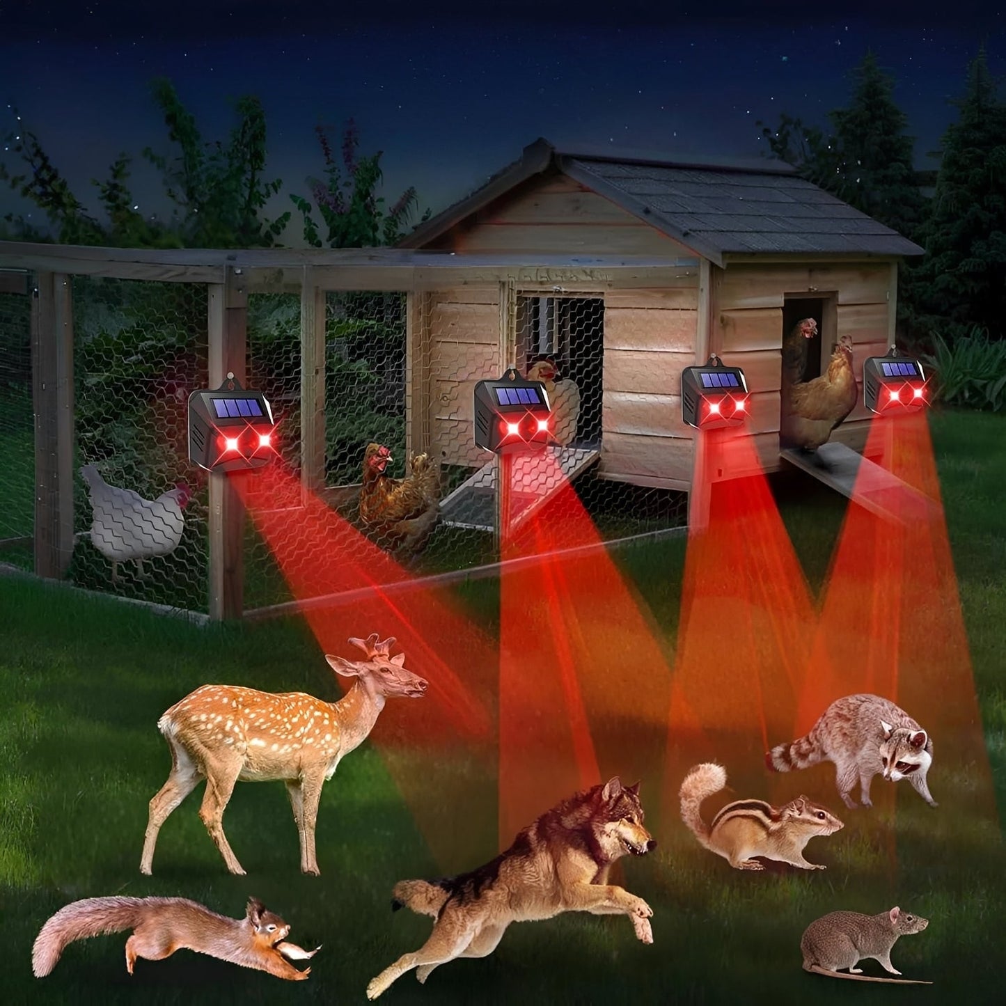 Solar-Activated Ultrasonic Wildlife Deterrent, Set of 2