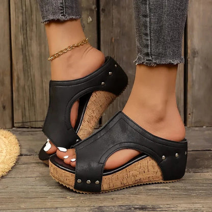 Stylish Wedge Sandals for Women with Chic Stud Accents