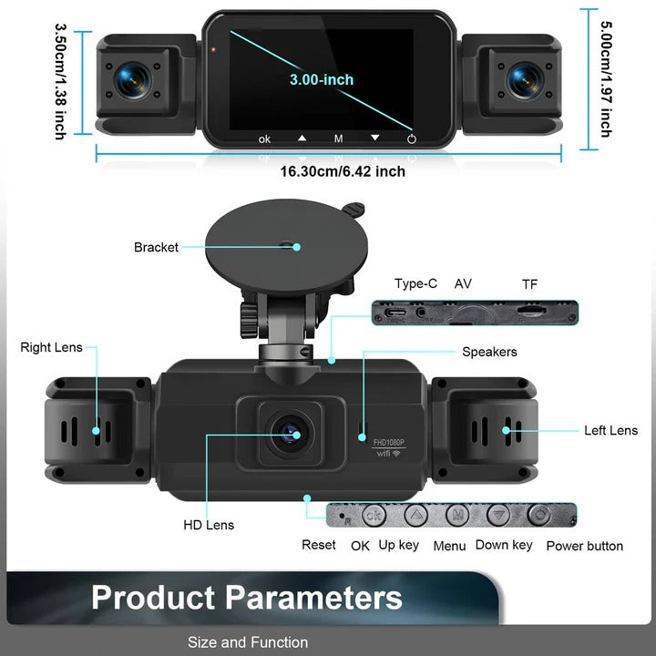 All-Around Vehicle Security Camera with Night Vision & Wi-Fi