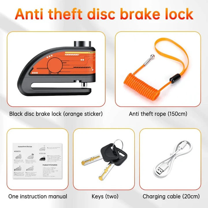 SecureGuard Disc Brake Lock with Alarm System for Motorcycles