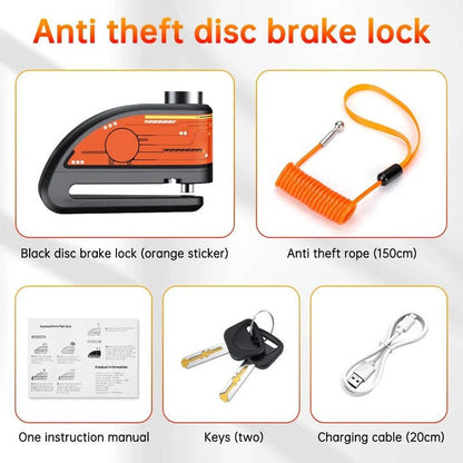 SecureGuard Disc Brake Lock with Alarm System for Motorcycles