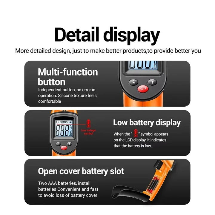 Precision Non-Contact Infrared Laser Thermometer for Exact Surface Readings
