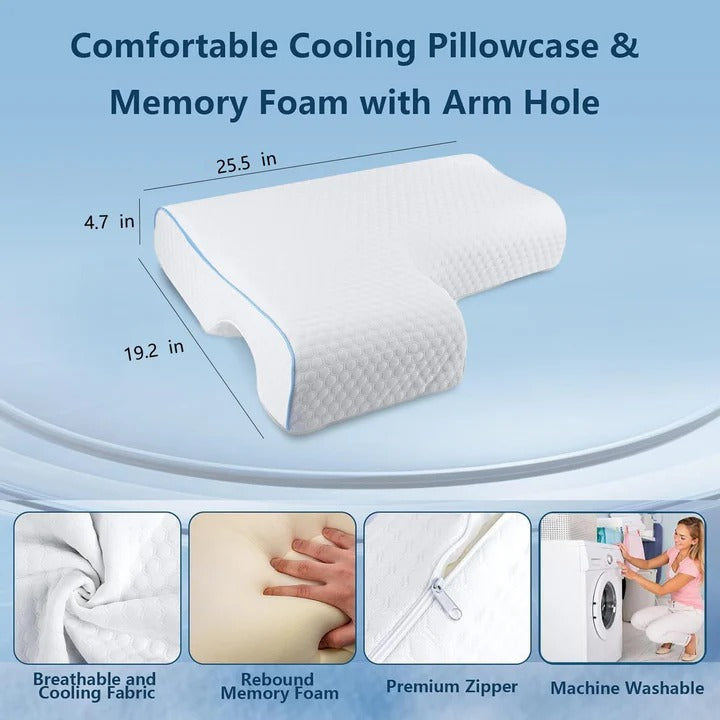 Couples Comfort Pillow with Arm Freedom and Supportive Design