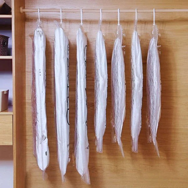 Compact Hanging Vacuum Seal Storage Bags, 4-Pack for Closet Decluttering