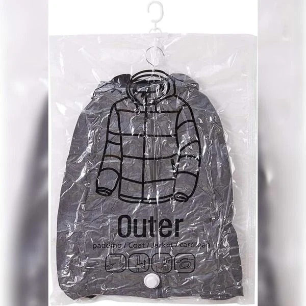 Compact Hanging Vacuum Seal Storage Bags, 4-Pack for Closet Decluttering