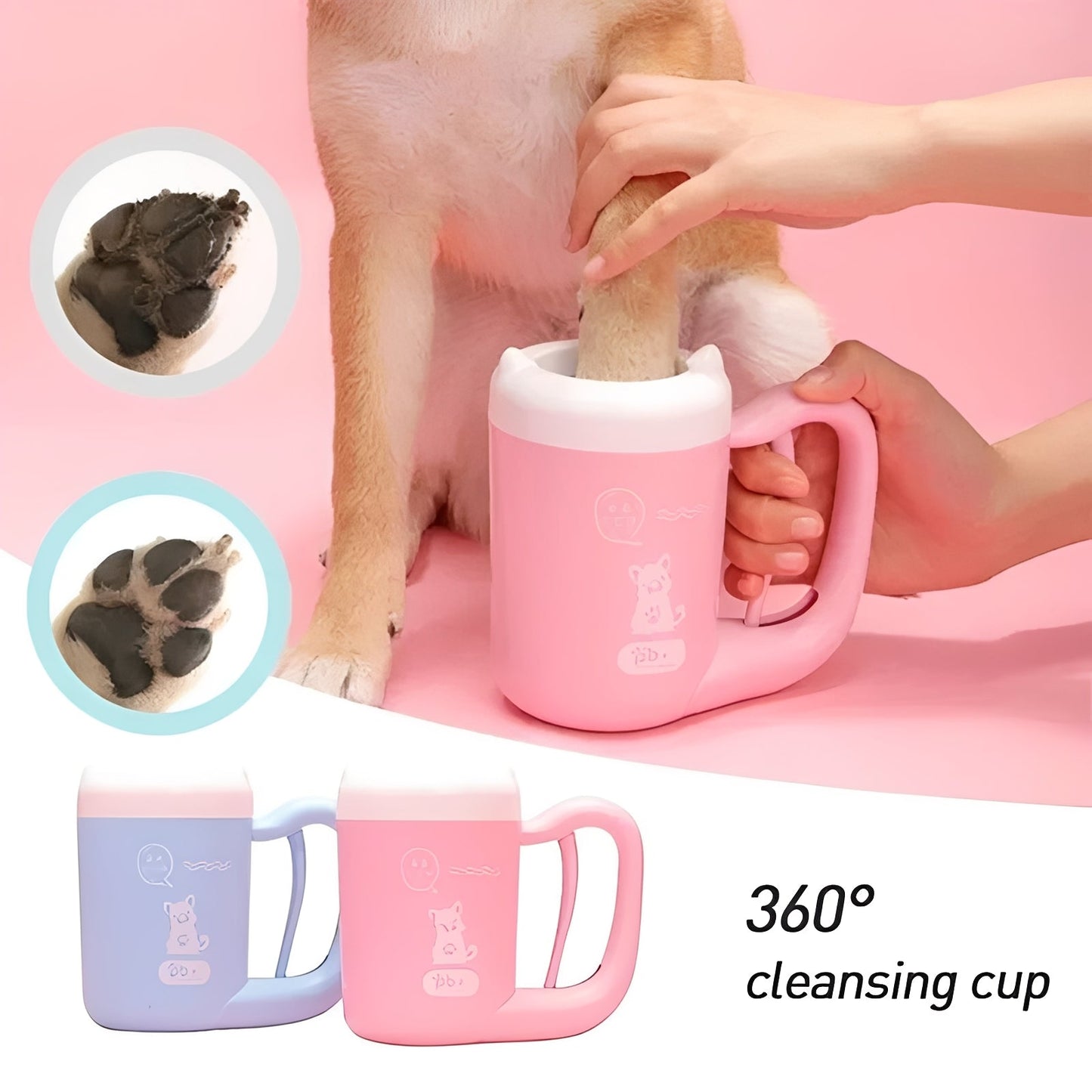 Compact Pet Paw Cleaner with 360° Gentle Scrubbing Action