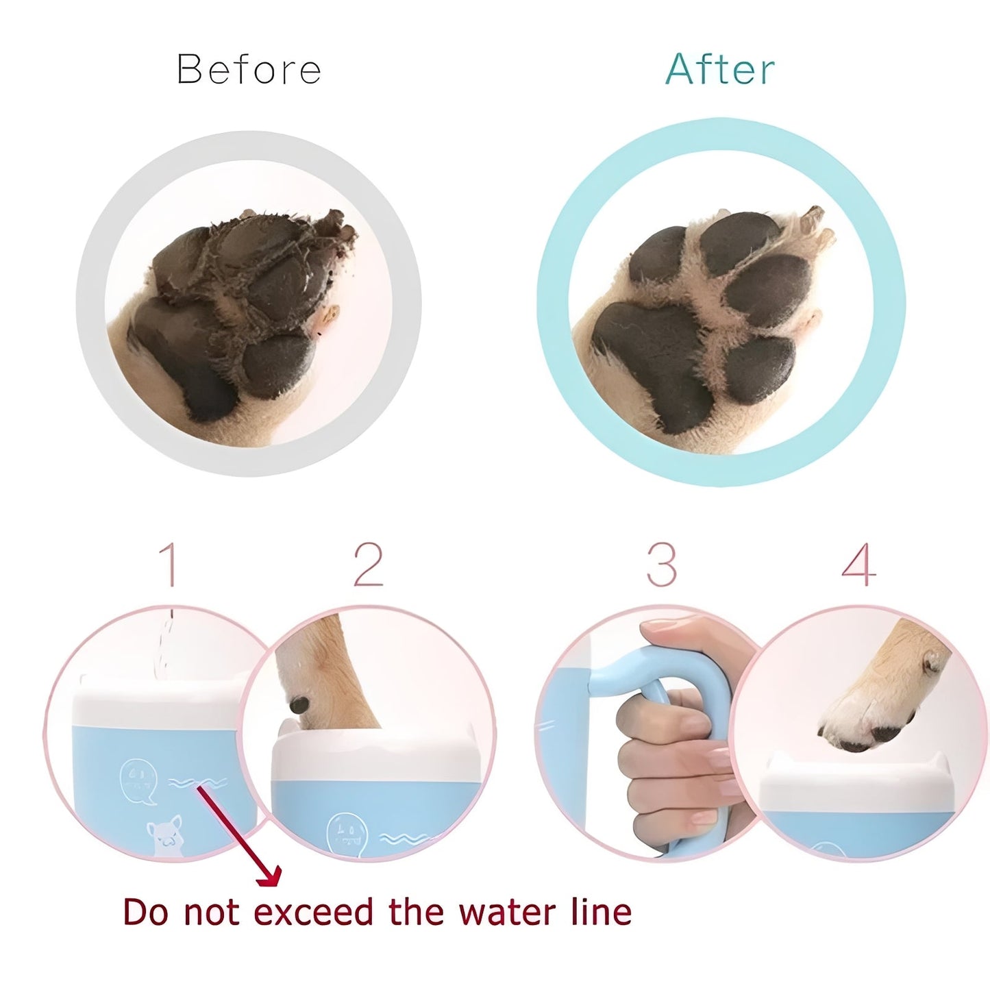 Compact Pet Paw Cleaner with 360° Gentle Scrubbing Action
