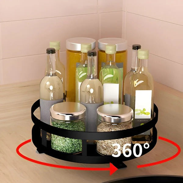 Multi-Level Rotating Metal Organizer for Effortless Storage