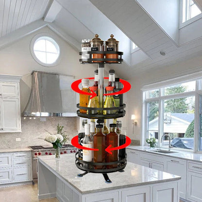 Multi-Level Rotating Metal Organizer for Effortless Storage