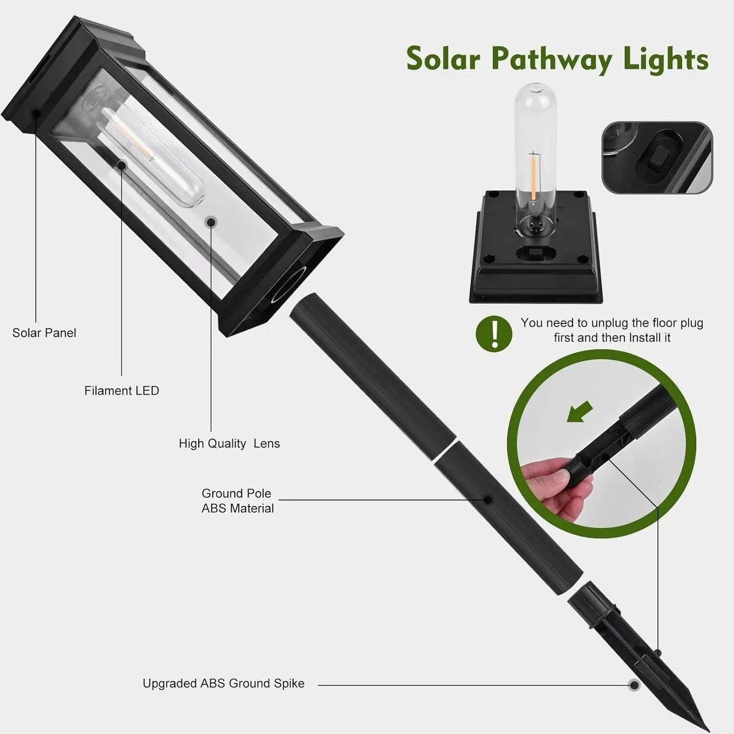 Eco-Friendly Solar Path Lights for Outdoor Spaces, Set of 2