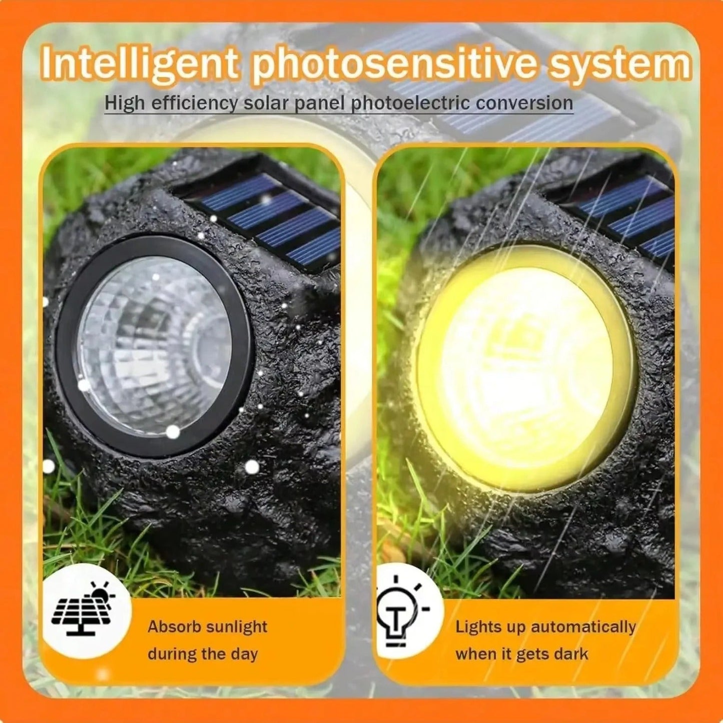 Natural Stone Solar Garden Light for Pathways and Landscapes