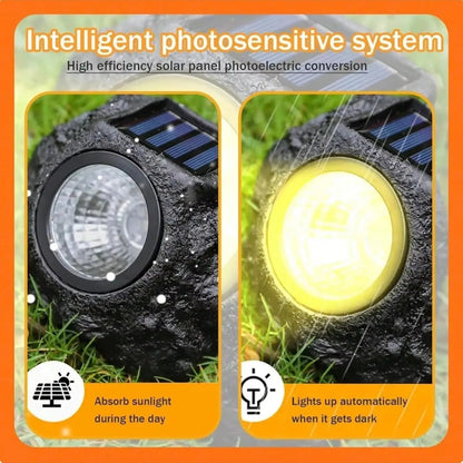 Natural Stone Solar Garden Light for Pathways and Landscapes