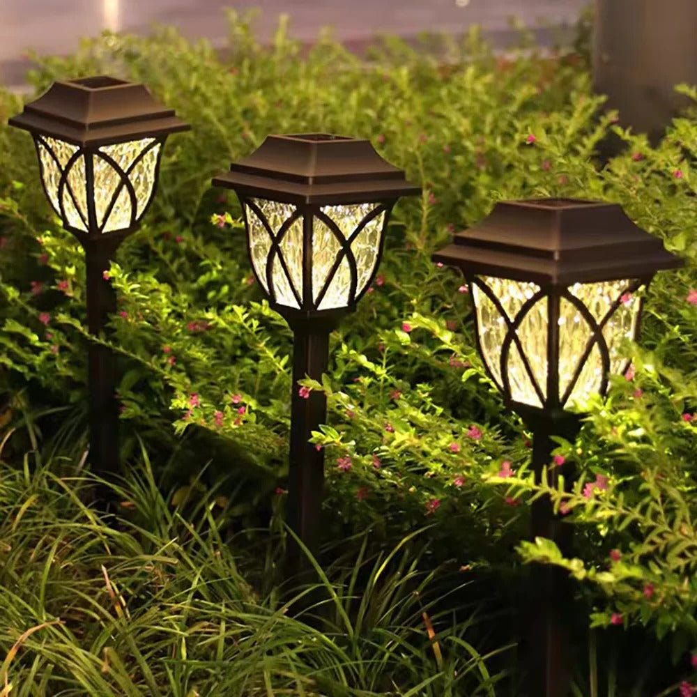 Eco-Friendly Solar Garden Path Lights with Automatic Glow, Set of 2