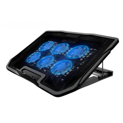 Advanced Laptop Cooling Station with Six Fans and LED Lights