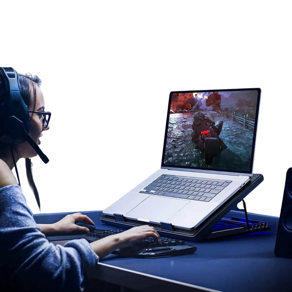Advanced Laptop Cooling Station with Six Fans and LED Lights