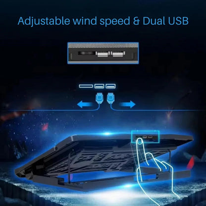 Advanced Laptop Cooling Station with Six Fans and LED Lights