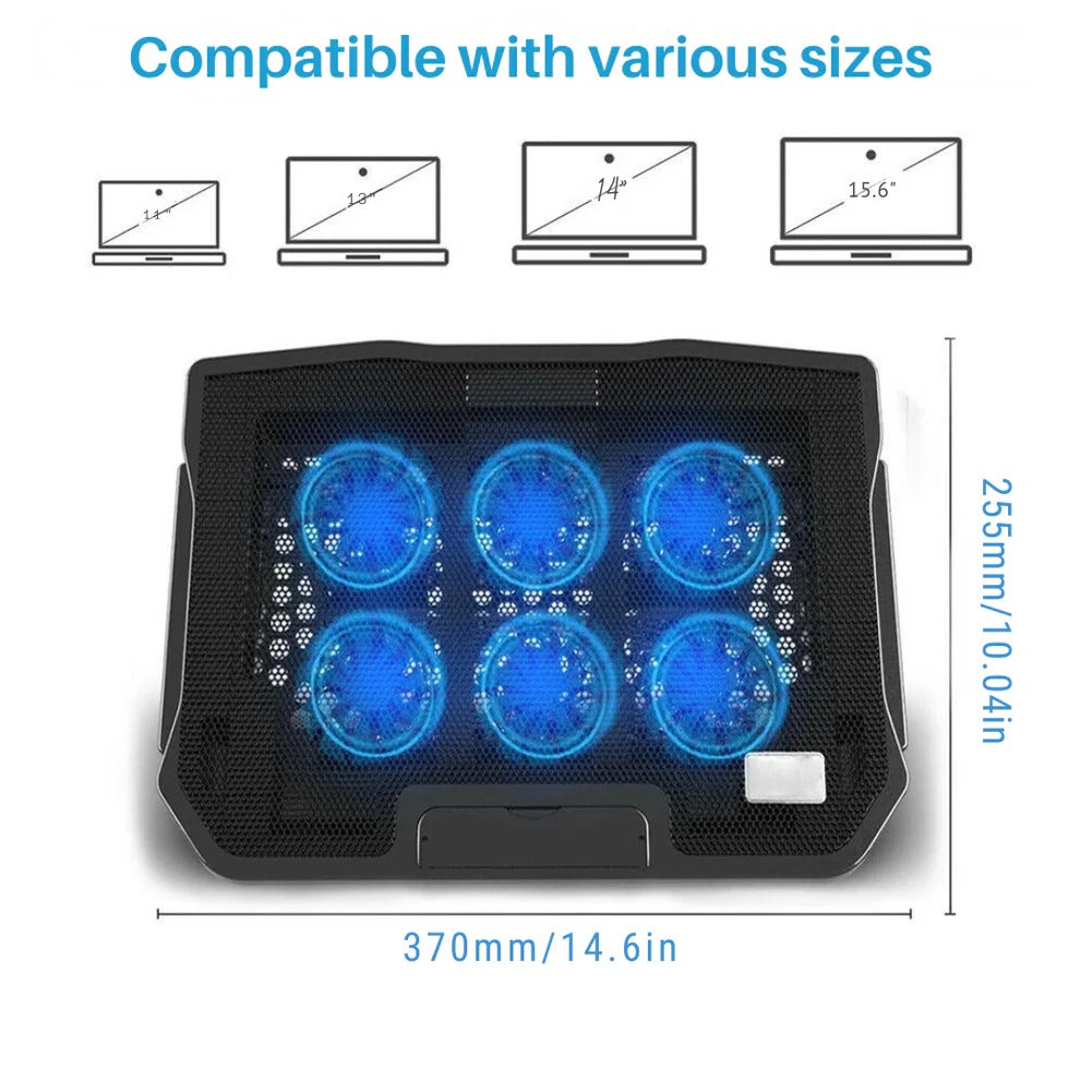 Advanced Laptop Cooling Station with Six Fans and LED Lights