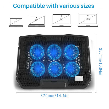 Advanced Laptop Cooling Station with Six Fans and LED Lights