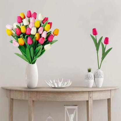 Vibrant Faux Flower Bouquet Collection - Set of 10 Stems