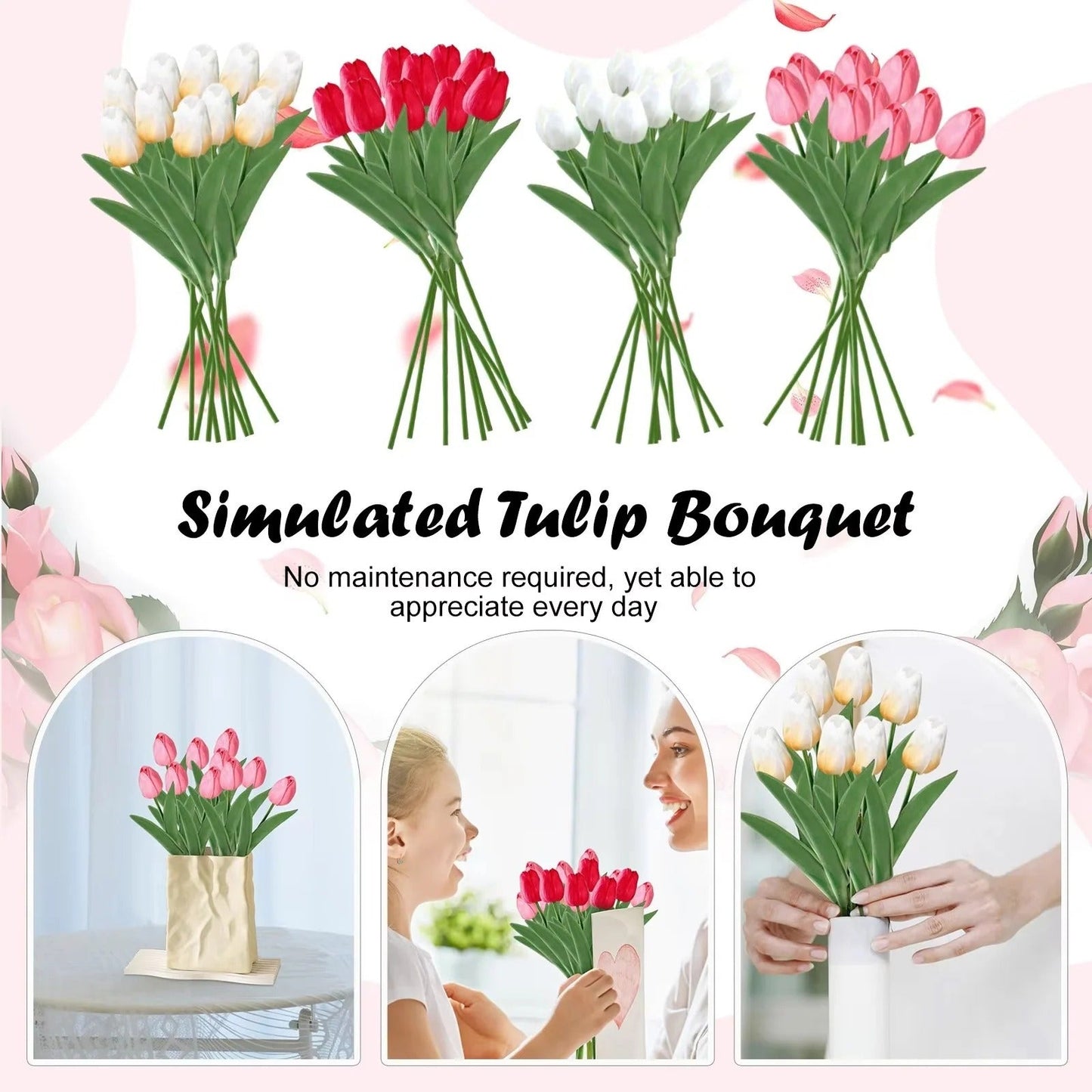 Vibrant Faux Flower Bouquet Collection - Set of 10 Stems