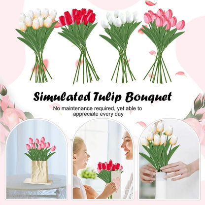 Vibrant Faux Flower Bouquet Collection - Set of 10 Stems