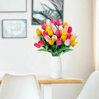 Vibrant Faux Flower Bouquet Collection - Set of 10 Stems