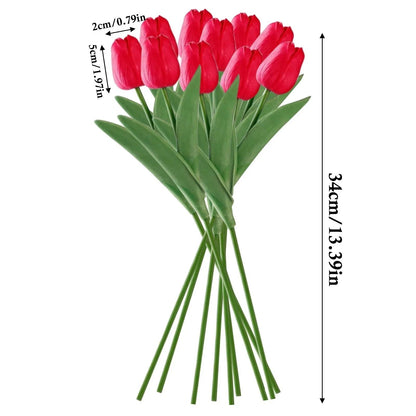 Vibrant Faux Flower Bouquet Collection - Set of 10 Stems