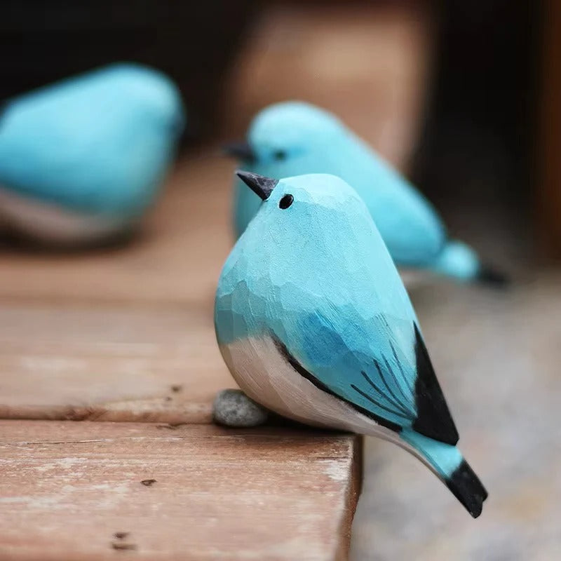 Charming Wooden Bluebird Figurine for Elegant Home Accents