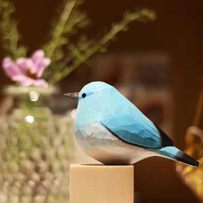 Charming Wooden Bluebird Figurine for Elegant Home Accents
