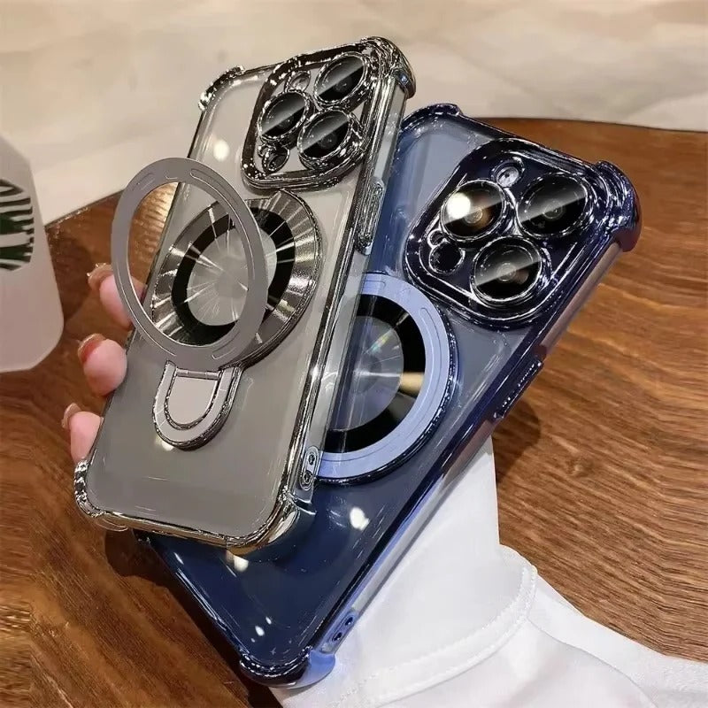 Slim Magnetic Phone Case with Integrated Stand for iPhone