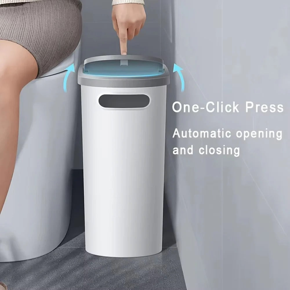 Sleek Trash Can with Push-Down Lid for Any Room