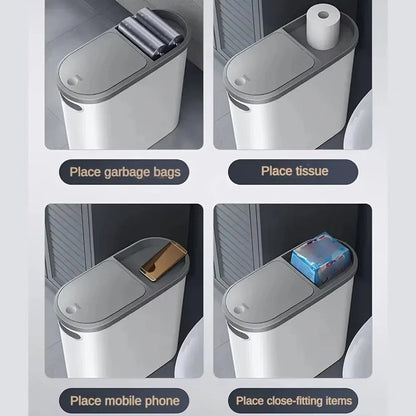 Sleek Trash Can with Push-Down Lid for Any Room