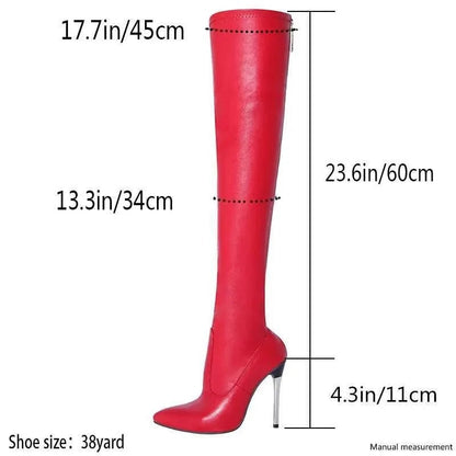 Bold Red Over-the-Knee Boots with 4.3-Inch Stiletto Heel