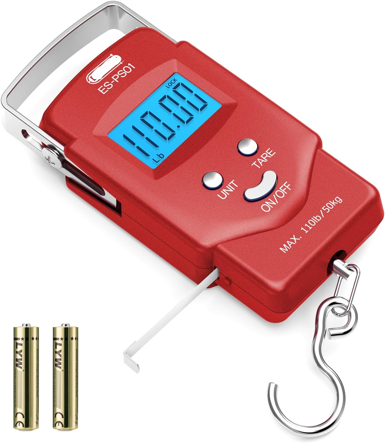 Compact Digital Scale with Tape Measure and Illuminated Display, 110lb Capacity