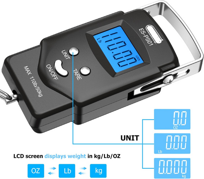 Compact Digital Scale with Tape Measure and Illuminated Display, 110lb Capacity
