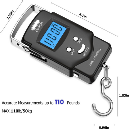 Compact Digital Scale with Tape Measure and Illuminated Display, 110lb Capacity