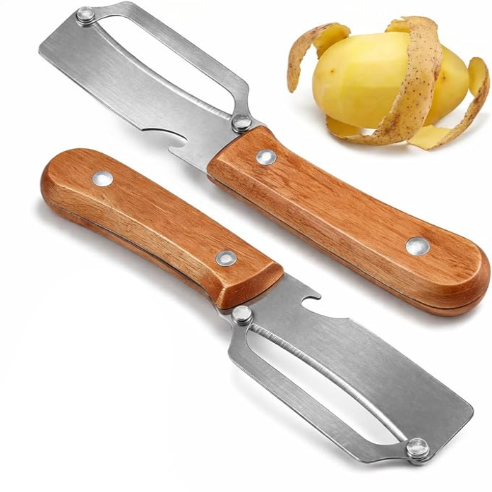 Ergonomic Vegetable Peeler with Wide Blade and Julienne Edge