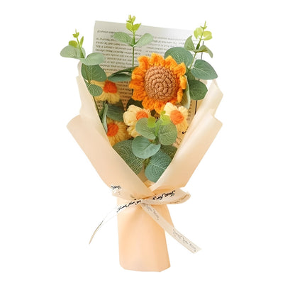 Artisan-Crafted Sunflower and Daisy Yarn Bouquet for Any Celebration