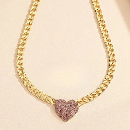 Glistening Heart Choker with Radiant Crystal Accents