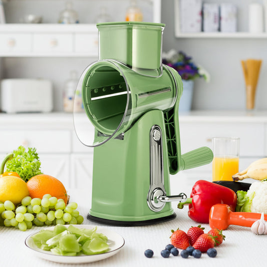 Versatile Food Grater with 5 Swappable Blades and Strong Suction Base