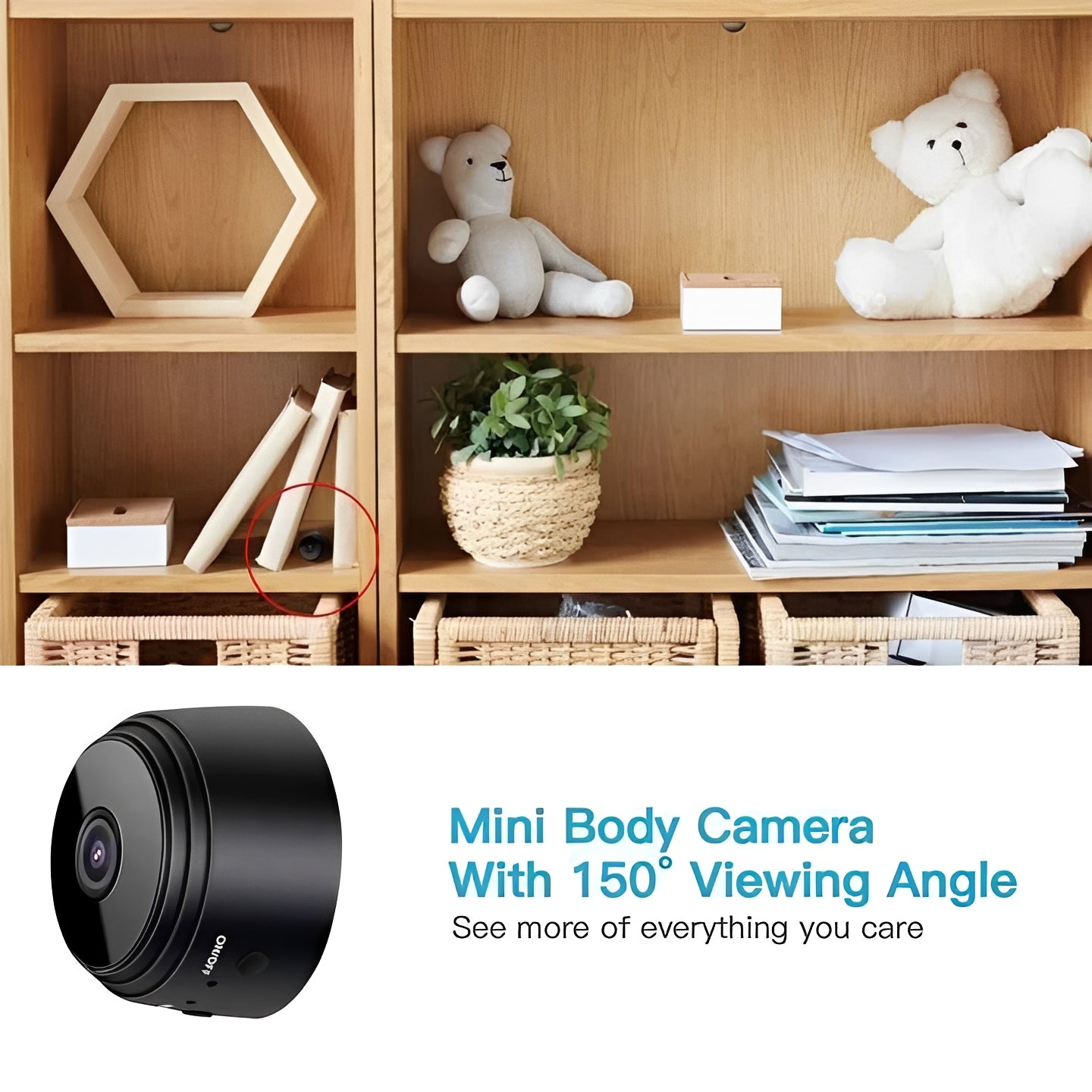 Compact WiFi Surveillance Camera with Magnetic Base and HD Recording