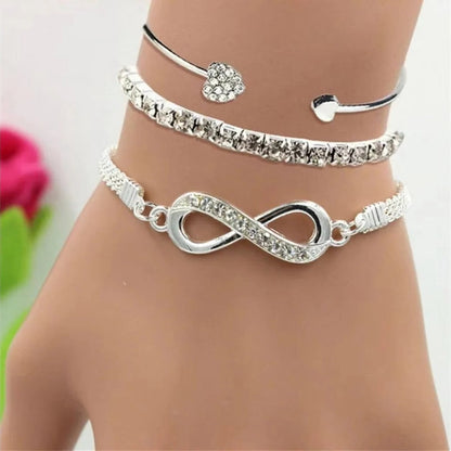 Elegant Trio of Adjustable Bracelets with Gemstone Accents