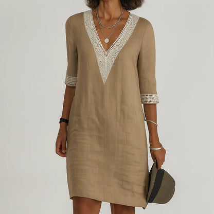 Effortless Linen Midi Dress with Pockets for Women