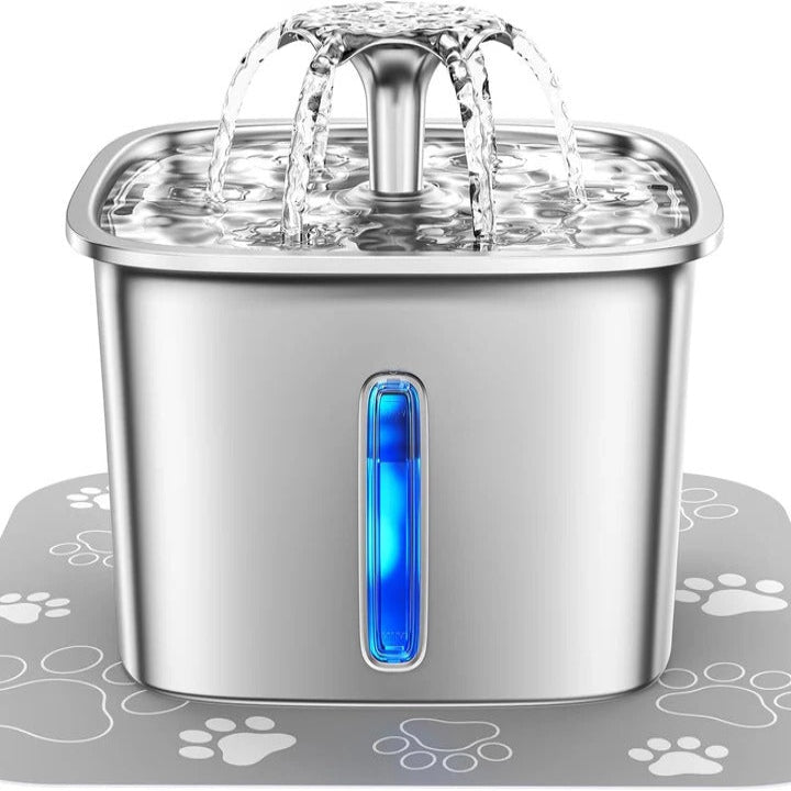QuietFlow Stainless Water Fountain for Cats - 95 Oz Capacity