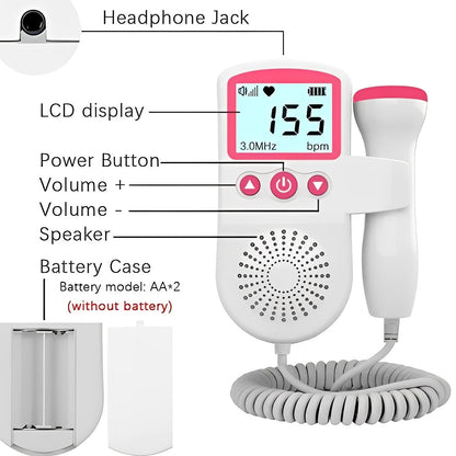Portable Baby Sound Monitor with LCD Screen and Speaker