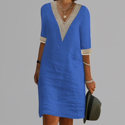 Effortless Linen Midi Dress with Pockets for Women
